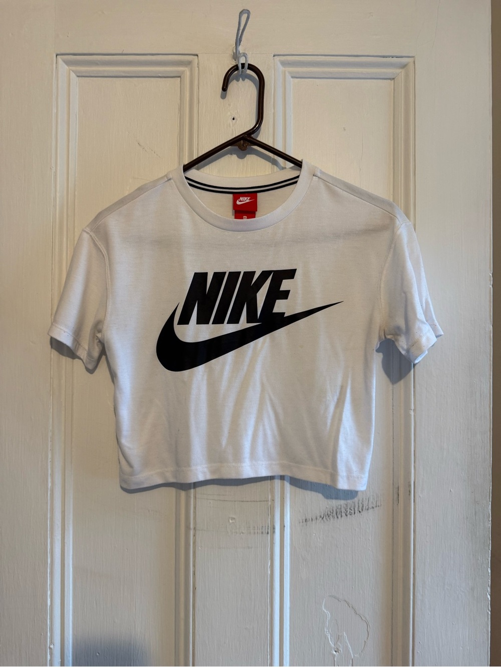 Nike White Crop Top with Black Logo